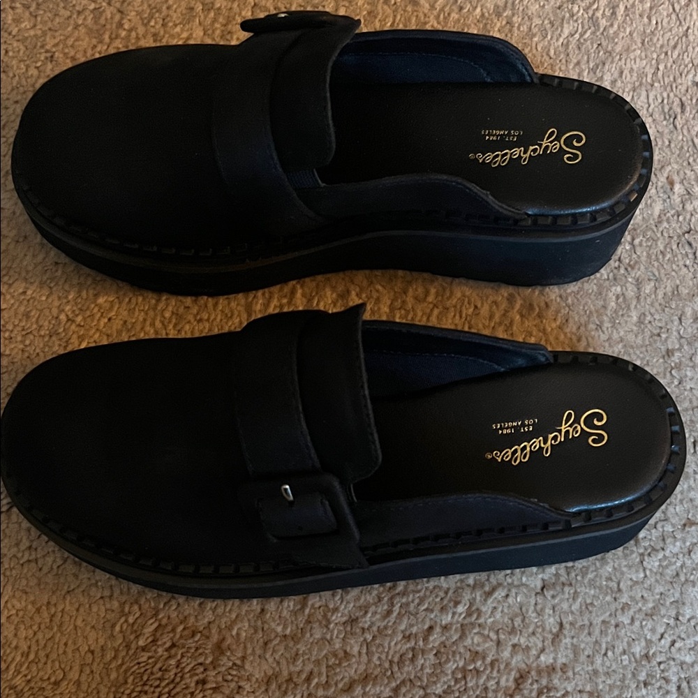 Seychelles Black Platform Slip-Ons